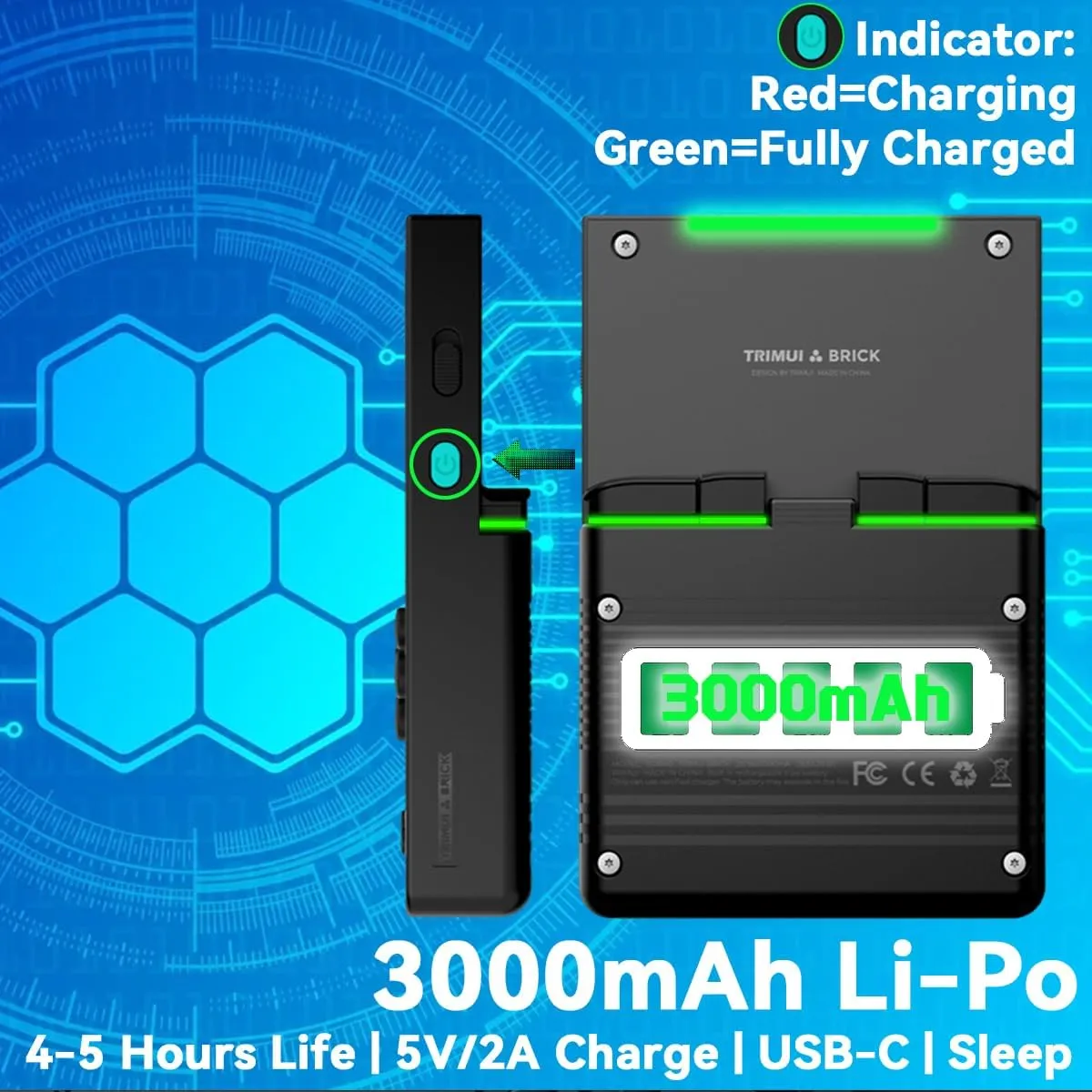 Trimui Brick Handheld Game Console 3.2-inch 1024 * 768 IPS Screen 3000mAh Trimui-brick Opensource System with Portable Case and Screen Protector Black