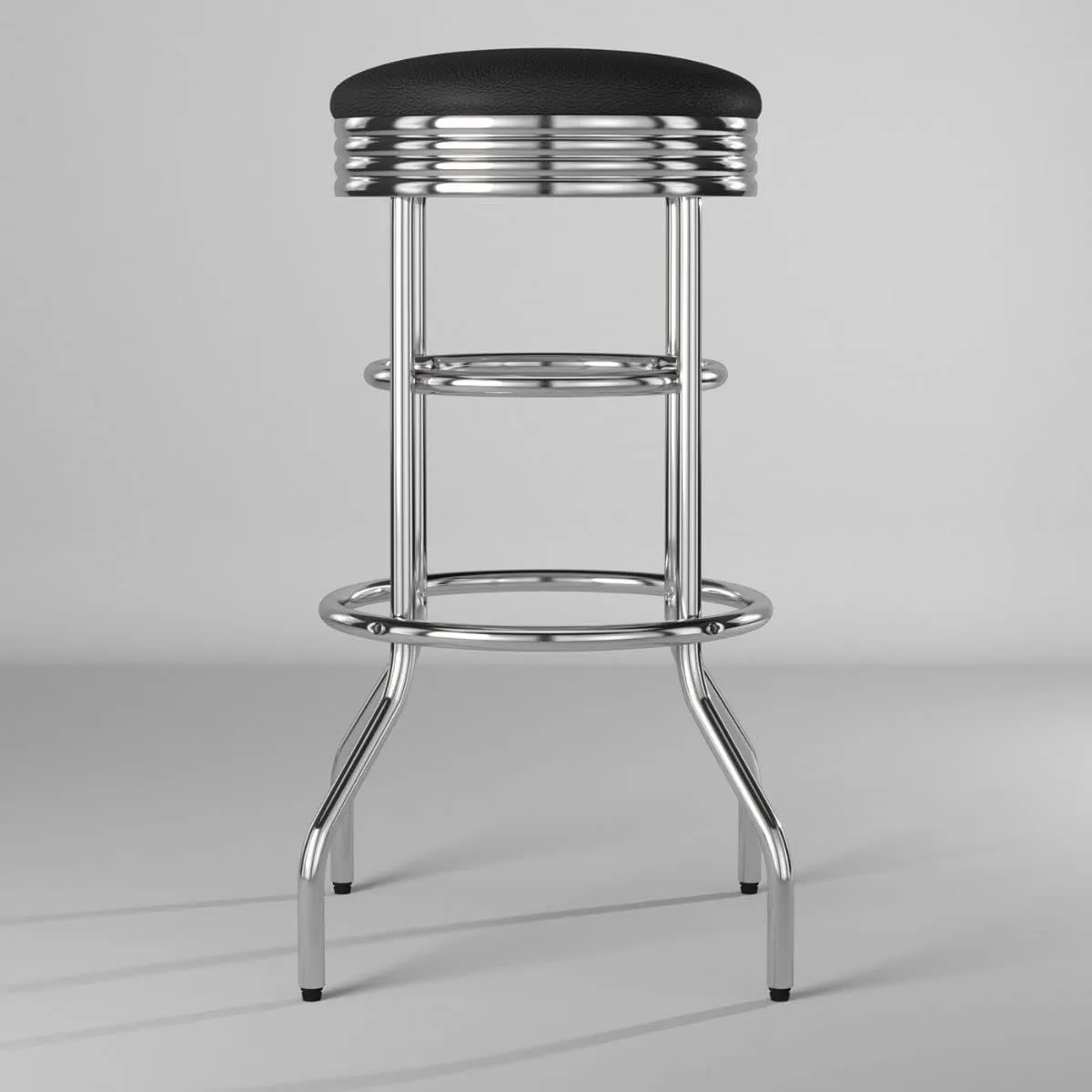 TRINITY Heavy Duty 30-Inch Backless Swivel Bar Stool for Kitchen, Garage, or Workshop, Chrome Finish with Faux Leather Seat, 1 Pack Pre-Assembled, Black