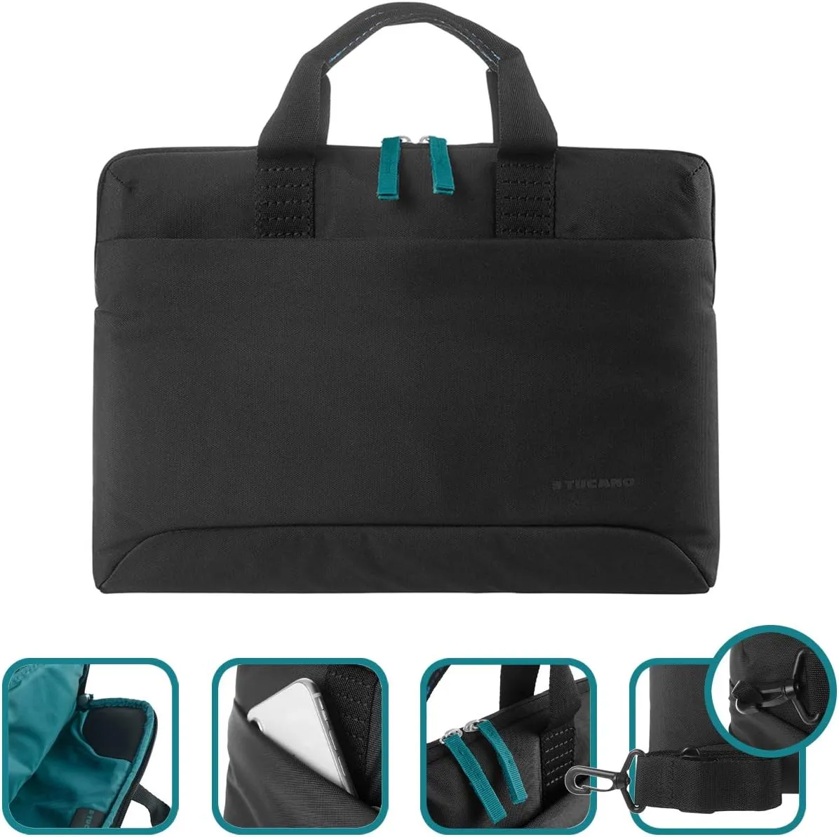 Tucano Smilza Laptop Case for Laptop 14"/MacBook Air or Pro 13", Shock Absorbing Padding, detachable shoulder strap