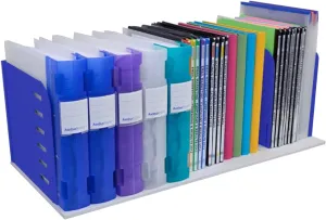 Ultimate Office VersaFile Desktop File Organizer & Sorter Features 9 Adjustable Dividers for Vertical Filing of Books, Magazines, and Hanging Files (Gray w/Blue)