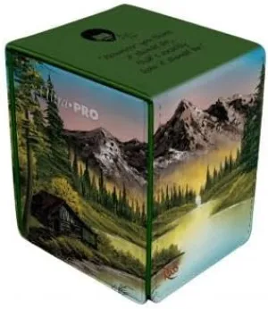 Ultra Pro - Bob Ross Mountain Retreat Alcove Flip, Trading Card Game Accessories, Premium Deck Storage Solution, Collectible Card Game Organizer, Leatherette Deck Box, Compact Secure TCG Storage
