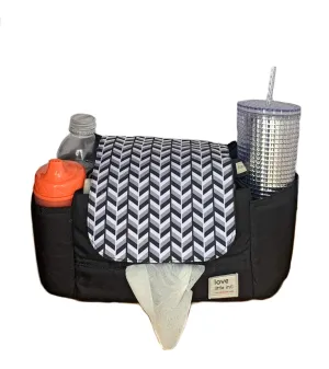 Universal Baby Stroller Organizer with Insulated Cup Holders for Moms. Diaper Storage, Secure Straps, Detachable Bag, Pockets for Phone, Keys, Toys. Stylish Design Fits All Strollers (Black)