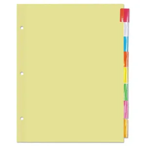 Universal® Insertable Tab Index, 8-Tab, 11 x 8.5, Buff, Assorted Tabs, 24 Sets