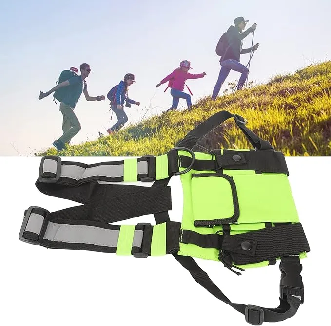 Universal Radio Chest Harness Bag, Chest Front Pack Pouch Holster Vest Rig Fluorescent Green for Two Way Radio with Adjustable Shoulder Straps