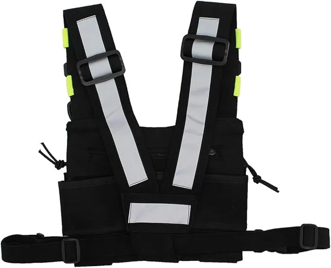 Universal Radio Harness Chest Rig Bag Pocket Pack Holster Vest Fluorescent Green for Two Way Radio