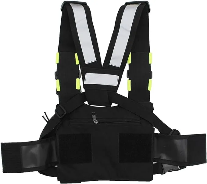Universal Radio Harness Chest Rig Bag Pocket Pack Holster Vest Fluorescent Green for Two Way Radio
