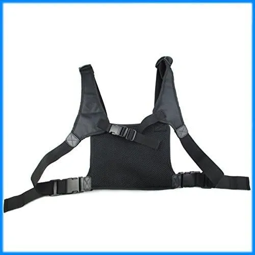 Universal radio harness chest Rig Bag Pocket Pack Holster Vest for Two Way Radio (Rescue Essentials) (Leather Black)
