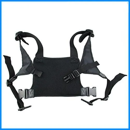 Universal radio harness chest Rig Bag Pocket Pack Holster Vest for Two Way Radio (Rescue Essentials) (Leather Black)