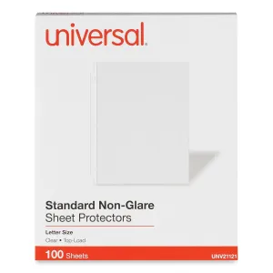Universal® Standard Sheet Protector, Standard, 8.5 x 11, Clear, Non-Glare, 100/Box