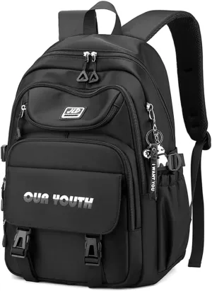 University Bookbag copmuter Daypack Backpack Outdoor Bag Waterproof Travel Notebook College Backpack for woman (Black)