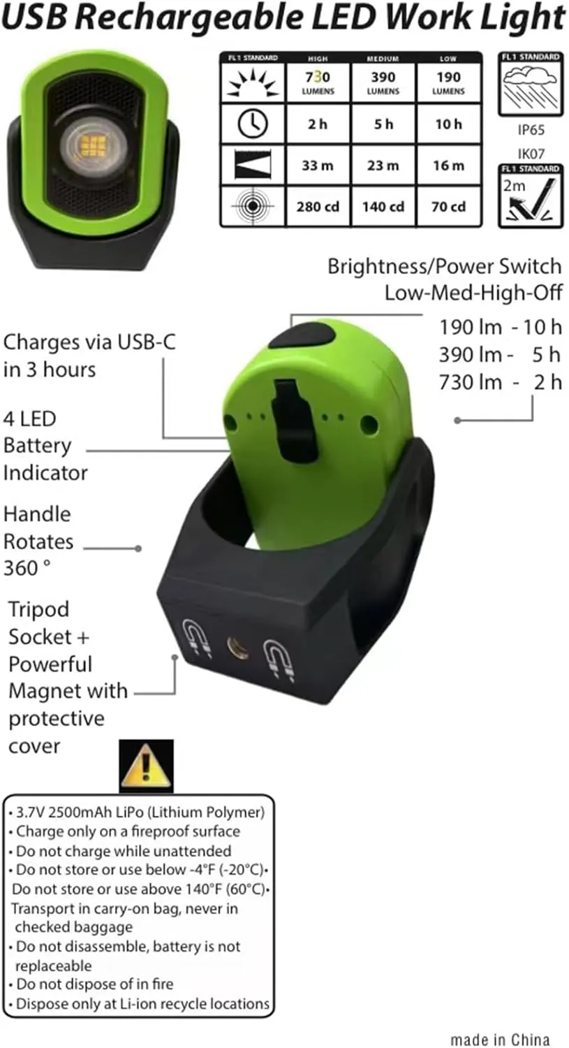 Upgrade 780 Lumens Little Cyclopia LED Rechargeable Work Light,2600mAh Magnetic Lights Rechargeable,USB Magnet Lights Rechargeable for Mechanics Workshop