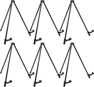 U.S. Art Supply 14" Tall Black Steel Tabletop Display Easel (Pack of 6) - Small Portable Tripod Stand with Adjustable Holders - Metal Easel Stand for Sign Displays, Pictures, Posters, Painting
