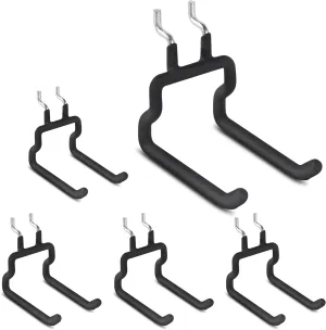 Utility Heavy Duty Pegboard Hooks - 5Pack Peg Board Accessories for Hanging Tools Fit 1/4" Peg Holes - Pegboard Organizer Large Tool Holders for Garage Workshop Shed