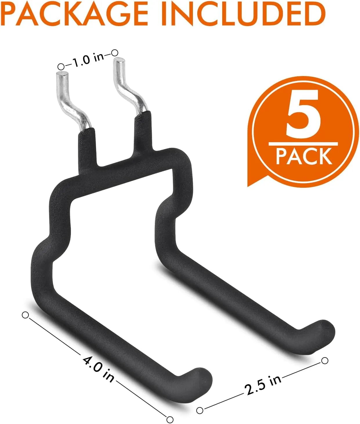 Utility Heavy Duty Pegboard Hooks - 5Pack Peg Board Accessories for Hanging Tools Fit 1/4" Peg Holes - Pegboard Organizer Large Tool Holders for Garage Workshop Shed