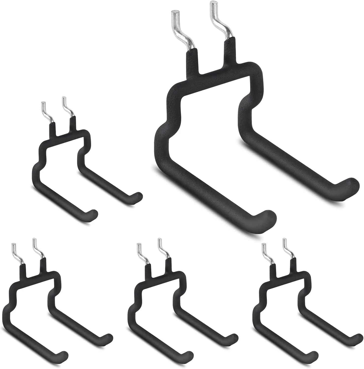 Utility Heavy Duty Pegboard Hooks - 5Pack Peg Board Accessories for Hanging Tools Fit 1/4" Peg Holes - Pegboard Organizer Large Tool Holders for Garage Workshop Shed