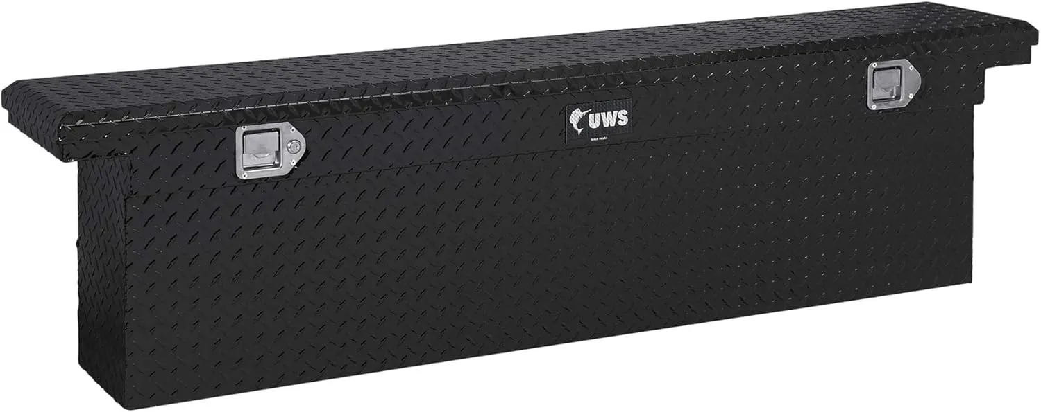 UWS EC10842 69-Inch Gloss Black Heavy-Wall Aluminum Deep Slim Truck Tool Box with Low Profile, RigidCore Lid