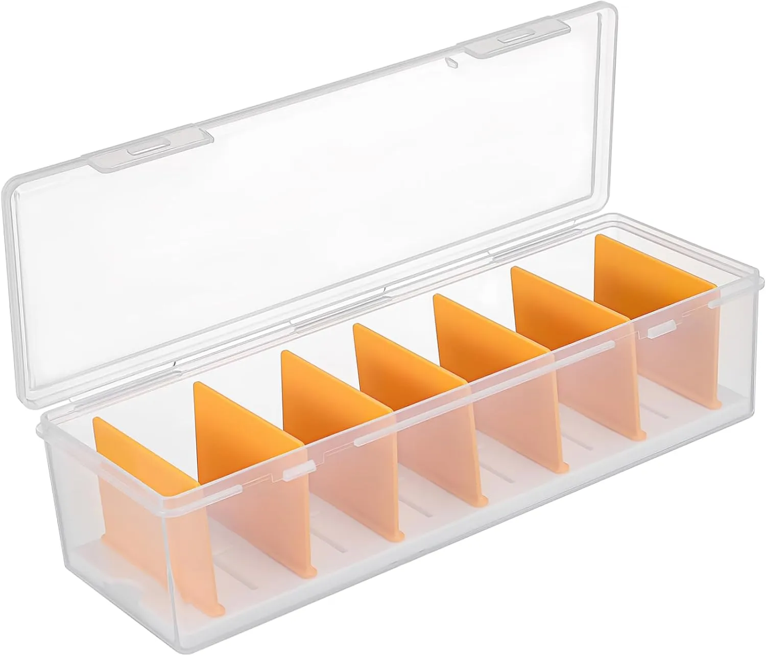 Vaguelly Card Organizer Box with Dividers Transparent Lid for Easy Access Compact Design for Trading and Sports Card Storage Includes Removable Dividers and Base for Organization
