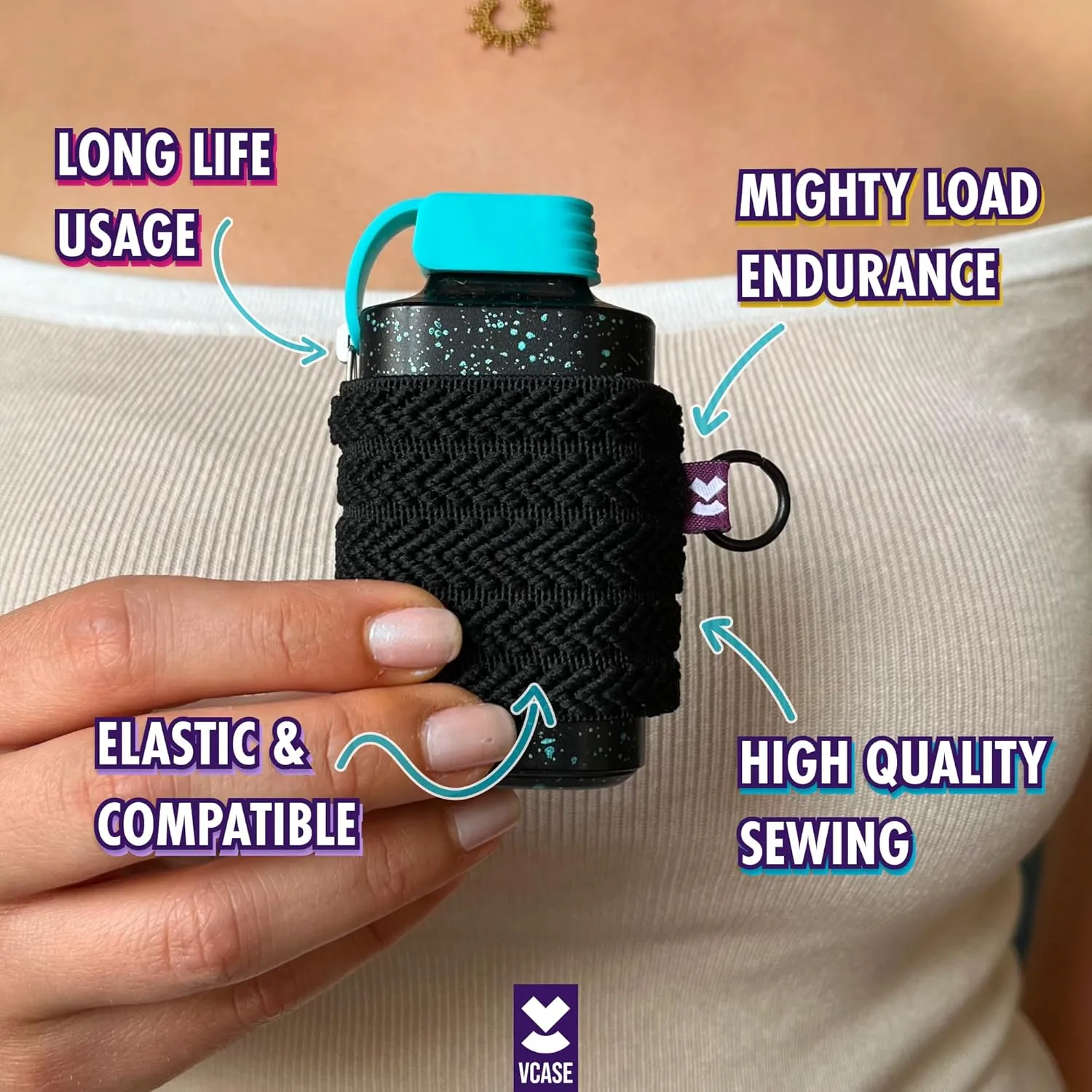 Vape Holder, Perfect Fit, Lanyard and Wristband, High-Strength Elastic Holder, 1 Pcs Elastic Holder (Lanyard, Slim Black, Large)