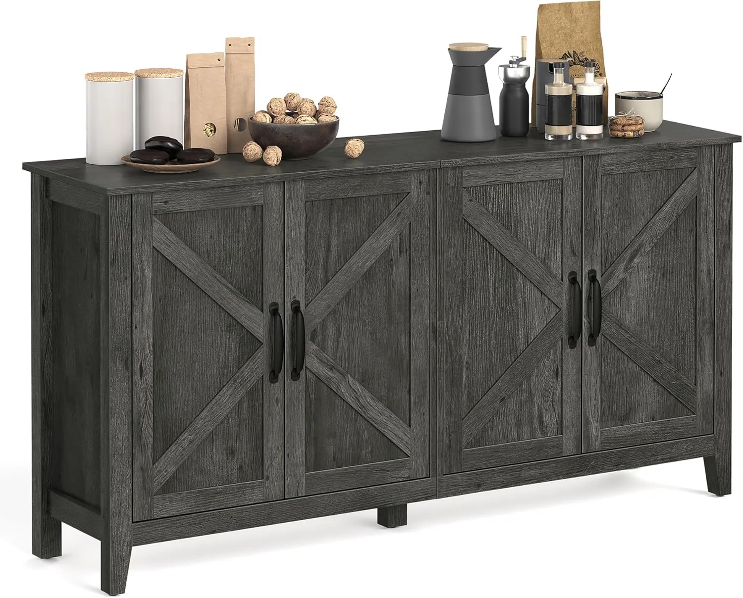 VASAGLE LIRY Collection - Storage Cabinet, Buffet Cabinet, Sideboard, Credenza, with Adjustable Shelves, for Living Room, Entryway, Charcoal Gray ULSC381T04