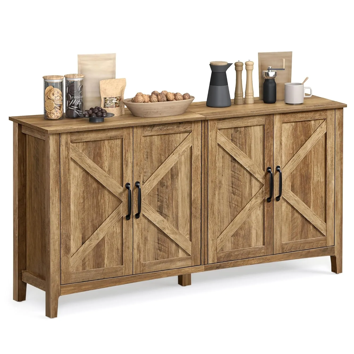 VASAGLE LIRY Collection - Storage Cabinet, Buffet Cabinet, Sideboard, Credenza, with Adjustable Shelves, for Living Room, Entryway, Honey Brown ULSC381T41