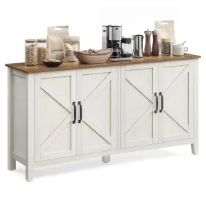 VASAGLE LIRY Collection - Storage Cabinet, Buffet Cabinet, Sideboard, Credenza, with Adjustable Shelves, for Living Room, Entryway, Rustic White and Honey Brown ULSC381W01