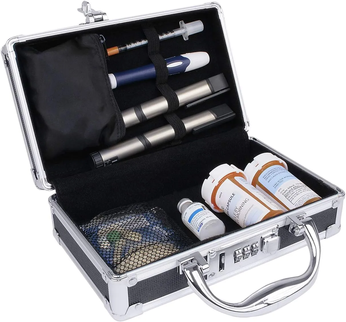 Vaultz Medicine Safe Case w/Combination Lock - Pack of 1 Cases, 8.35 x 5 x 2.5" - Black