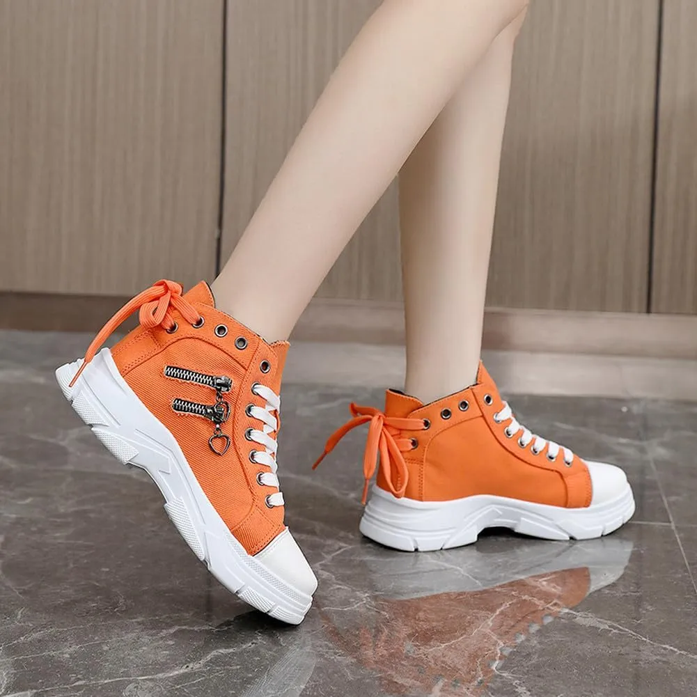 VAXAV Women's Lightweight High Top Platform Canvas Sneakers Breathable Walking Shoes