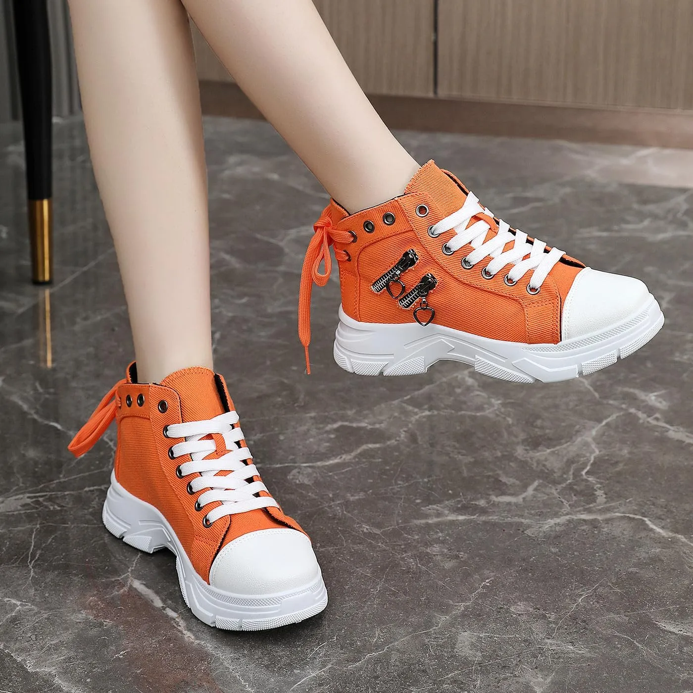 VAXAV Women's Lightweight High Top Platform Canvas Sneakers Breathable Walking Shoes