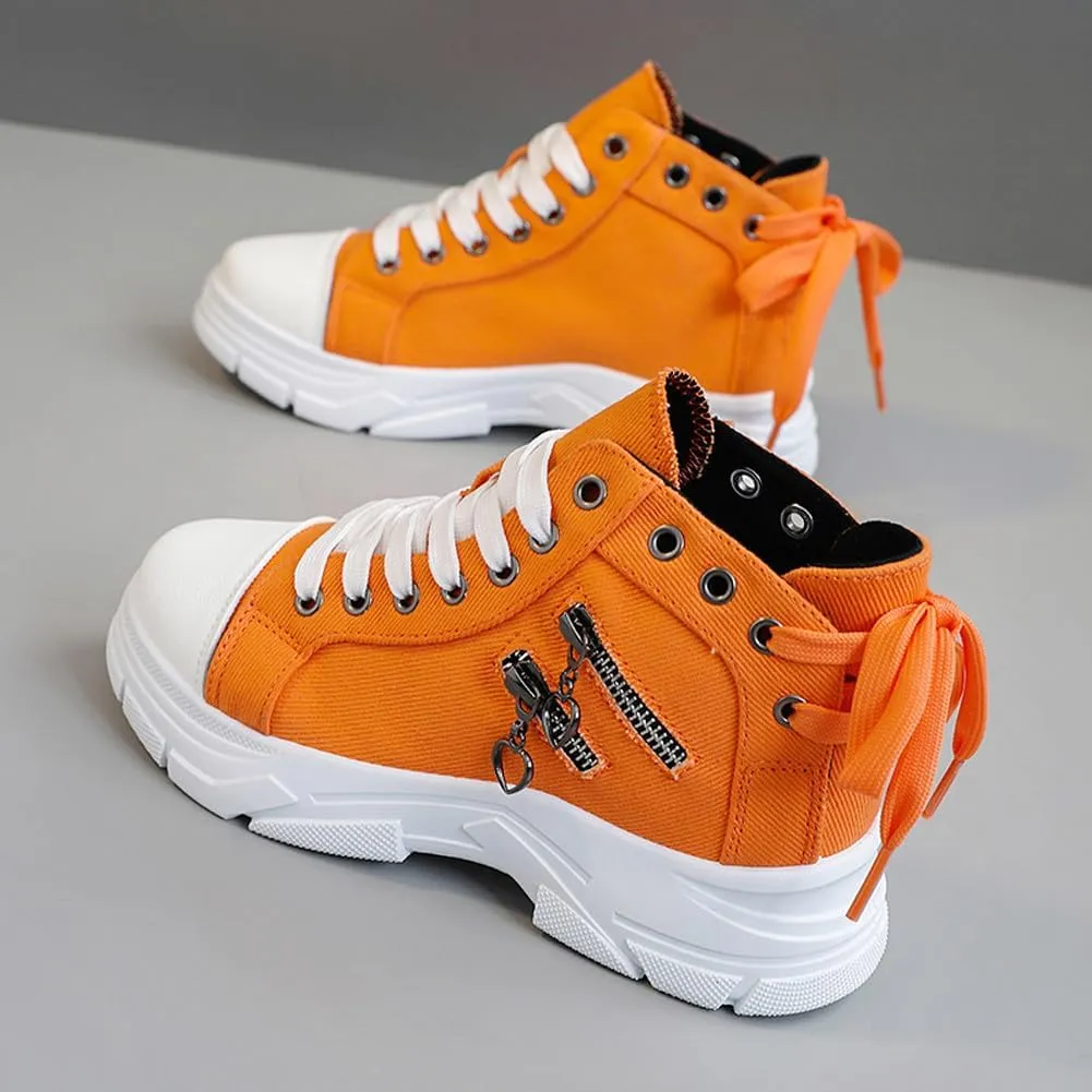 VAXAV Women's Lightweight High Top Platform Canvas Sneakers Breathable Walking Shoes