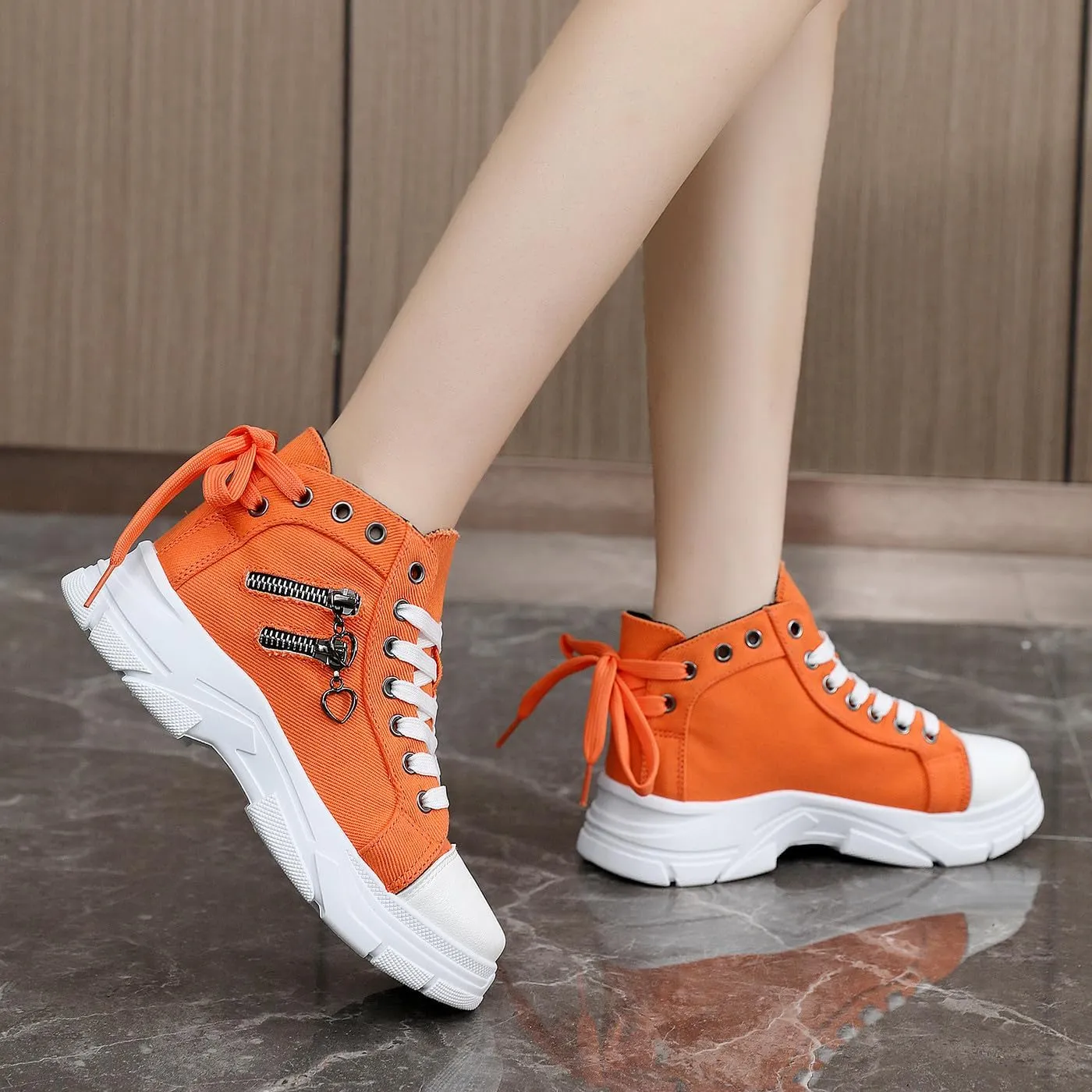 VAXAV Women's Lightweight High Top Platform Canvas Sneakers Breathable Walking Shoes
