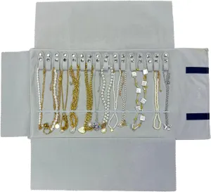Velvet Travel Jewelry Roll Bag Organizer for Necklace, Elastic Band and Anti-winding, Black and Gray