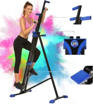 Vertical Climber Exercise Machine for Home Gym, 350 LBS Stair Stepper with 5-Level Heights for Cardio & Resistance Training & Full Body Workout, Easy to Assemble Upgrade Foldable (Black Blue)
