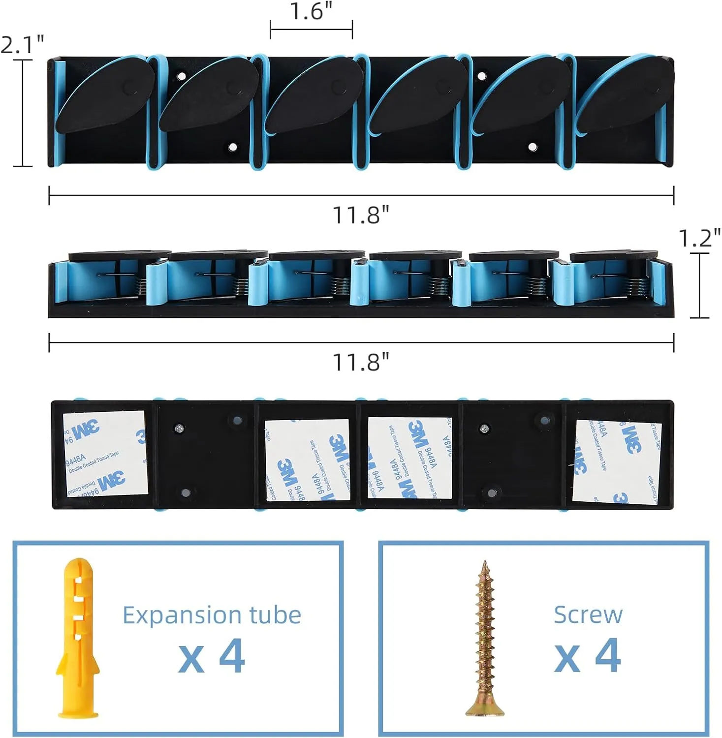Vertical Fishing Rod Holders 6 Pack, Wall Mounted Fishing Pole Holders for Garage, Fishing Rod Rack for Storage 36 Rods, Blue