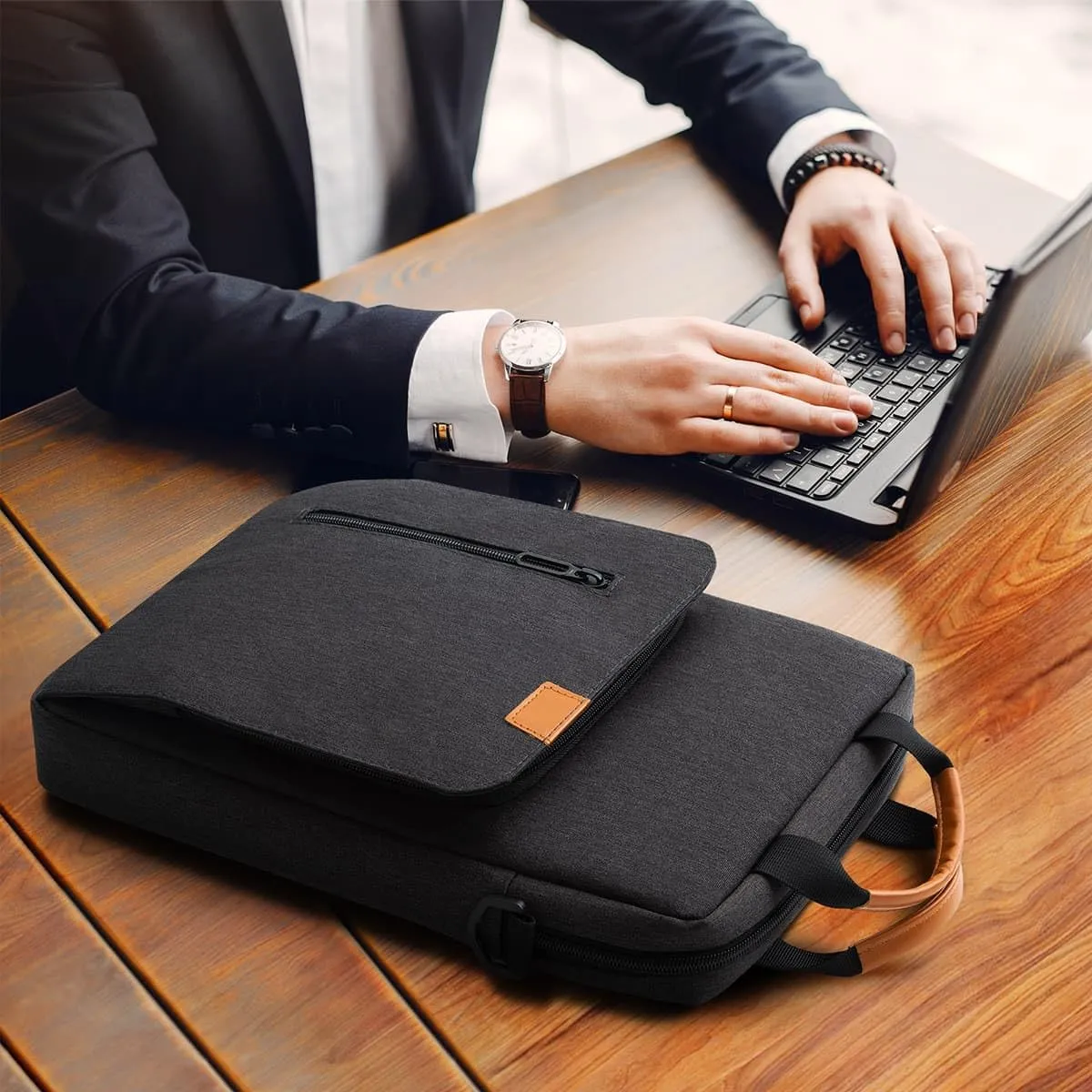 Vertical Laptop Case Computer Bag for 13-13.3 Inch MacBook Air/Pro Computer Notebook, Waterproof Protective Lightweight Laptop Computer Cover Bag, Deep Gray