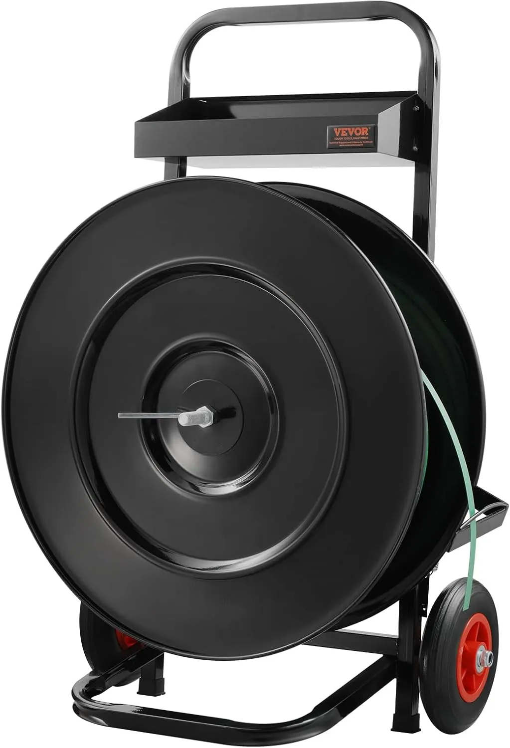 VEVOR Banding Strapping Cart, for PET/PP/Fiber Strapping Coils with 8" or 16" Core Size, Heavy Duty Strapping Dispenser, Equipped with Anti-Retreat Pulleys, Upgrade Brake System, Spacious Tray