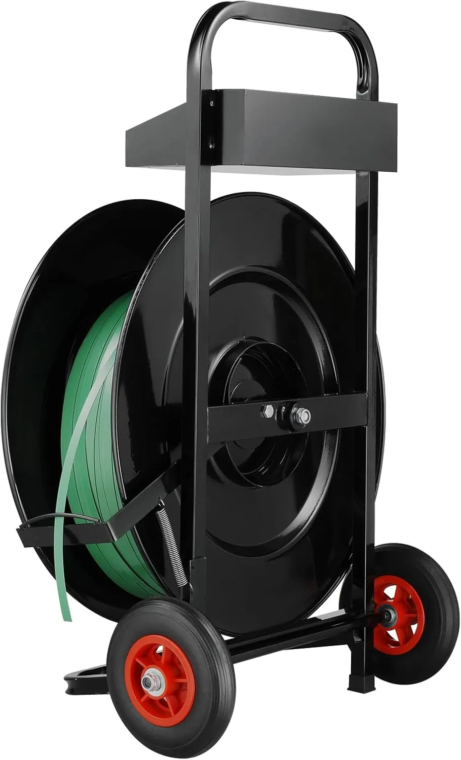 VEVOR Banding Strapping Cart, for PET/PP/Fiber Strapping Coils with 8" or 16" Core Size, Heavy Duty Strapping Dispenser, Equipped with Anti-Retreat Pulleys, Upgrade Brake System, Spacious Tray