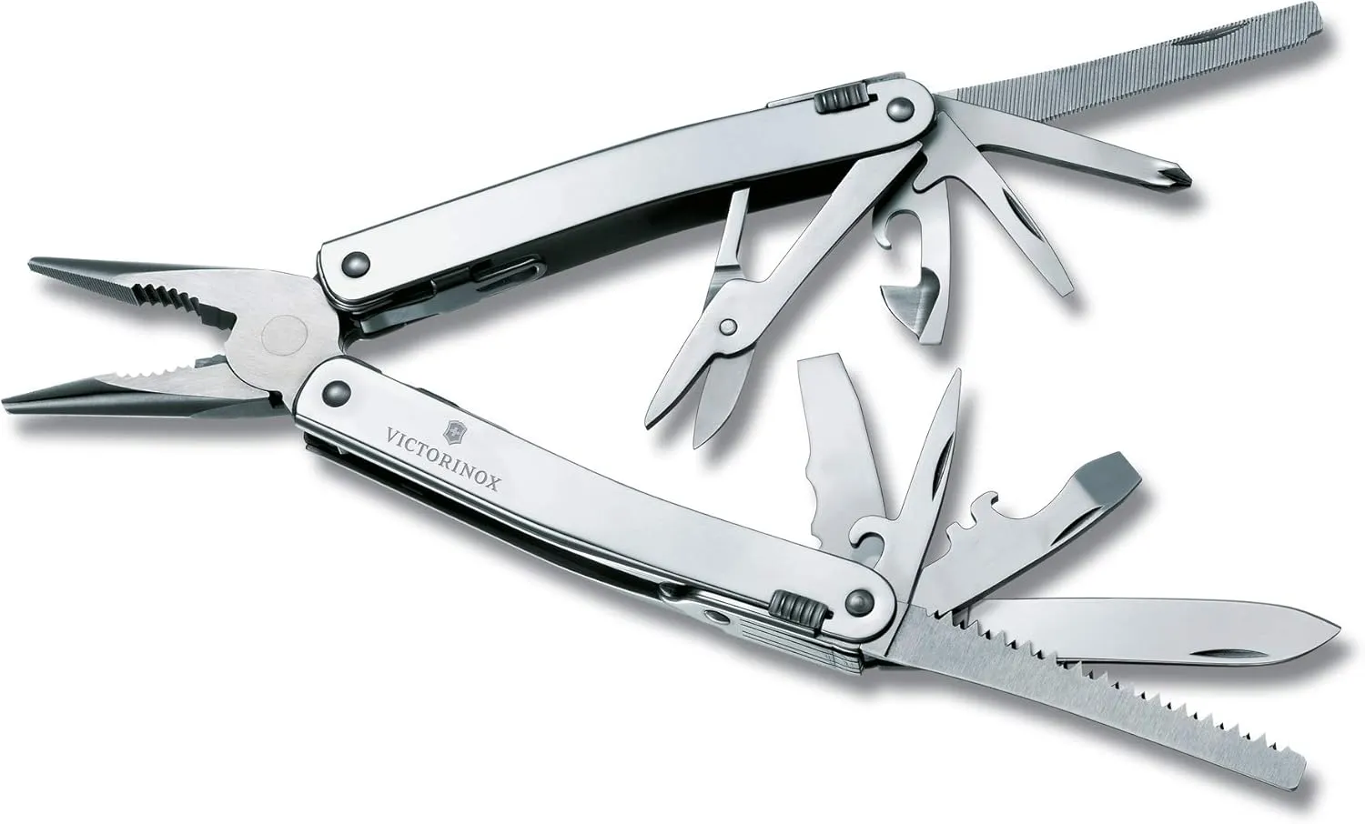 Victorinox Swiss Tool Spirit X Swiss Army Knife, 24 Function Swiss Made Multi-Tool with Needle-Nose Pliers, Wire Cutters and Large Blade - Silver