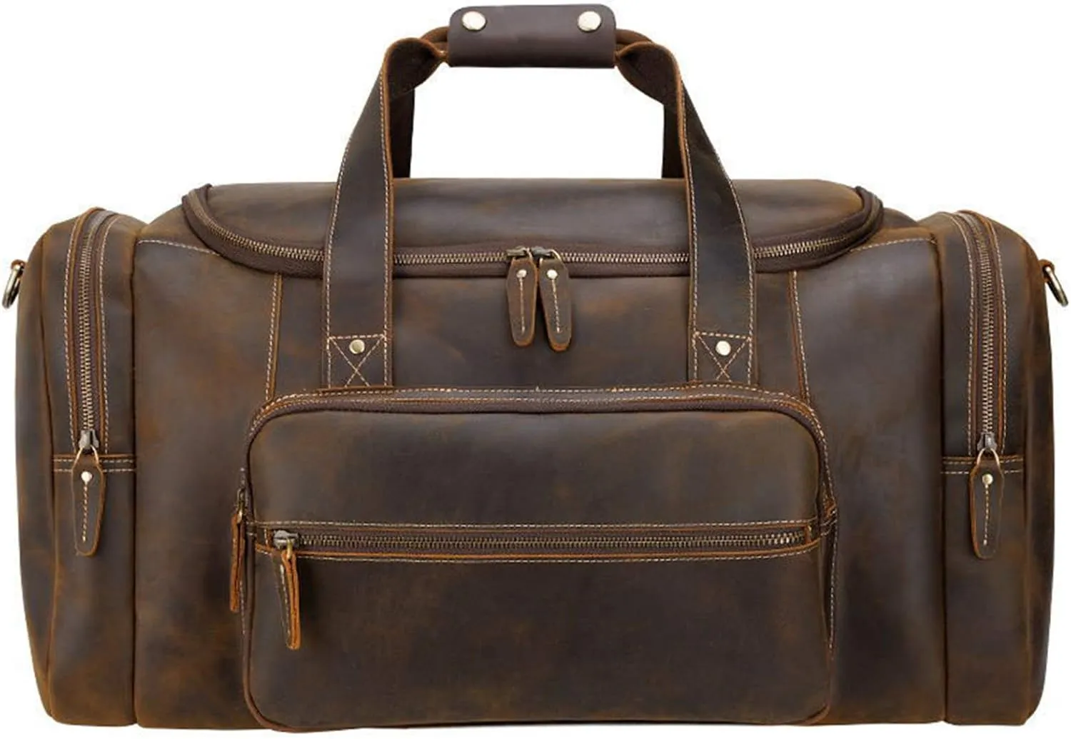 Vintage Crazy Horse Leather Travel Duffle Holdall Weekender Overnight Tote Bag Luggage Carryon Shoulder Crossbody Handbag Sports Overnight Gym Luggage Weekend T