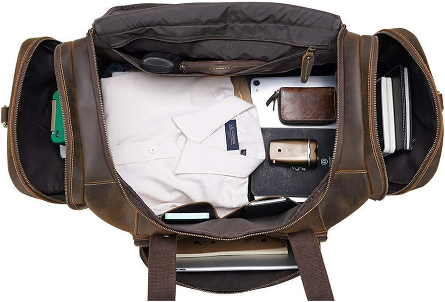 Vintage Crazy Horse Leather Travel Duffle Holdall Weekender Overnight Tote Bag Luggage Carryon Shoulder Crossbody Handbag Sports Overnight Gym Luggage Weekend T