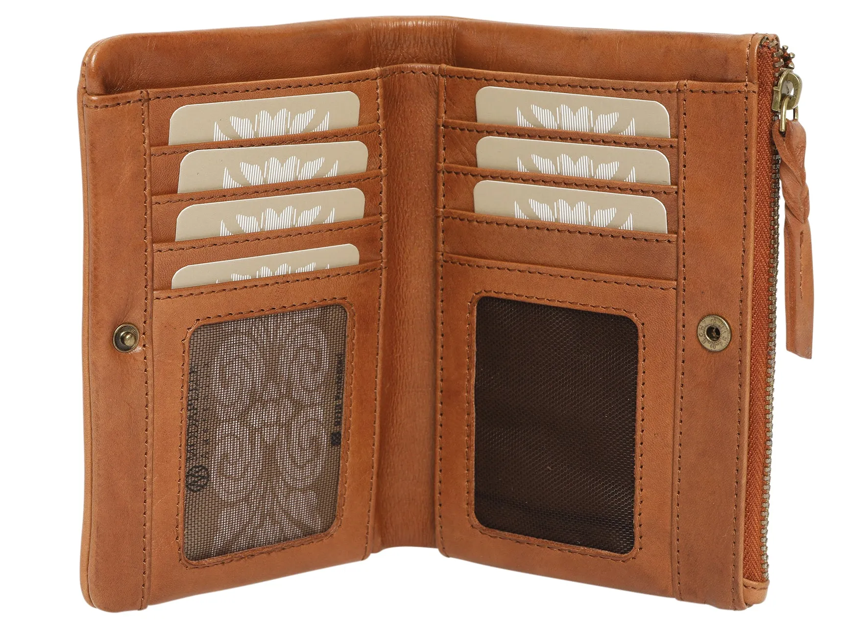Vintage Leather Braided Wallet - Tan