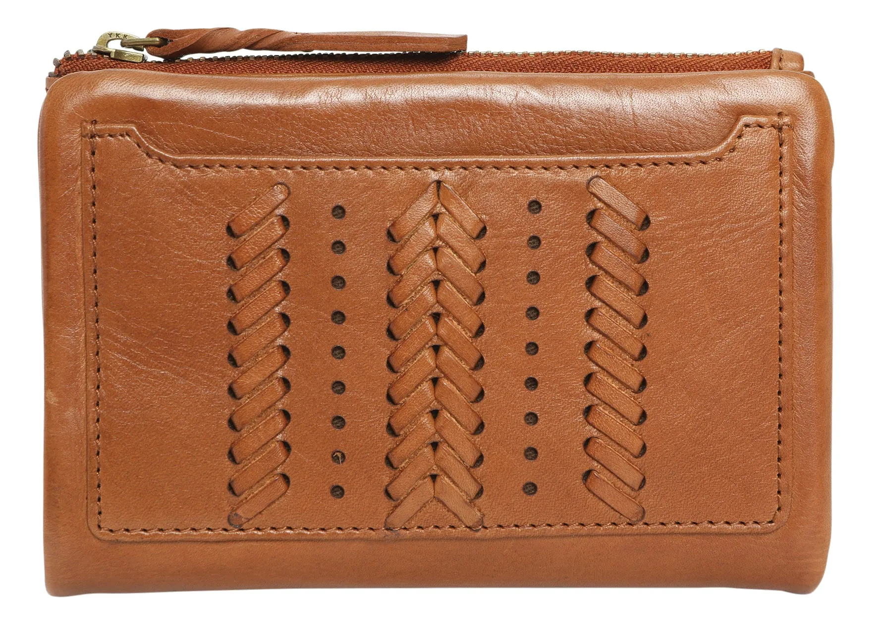 Vintage Leather Braided Wallet - Tan
