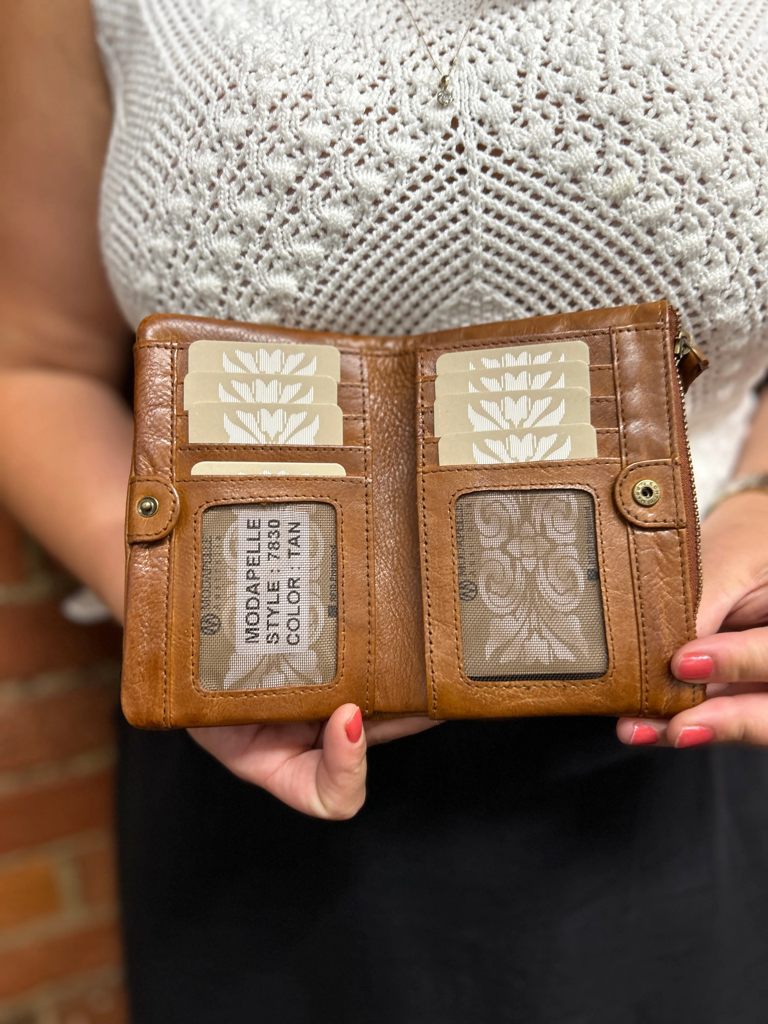 Vintage Leather Braided Wallet - Tan