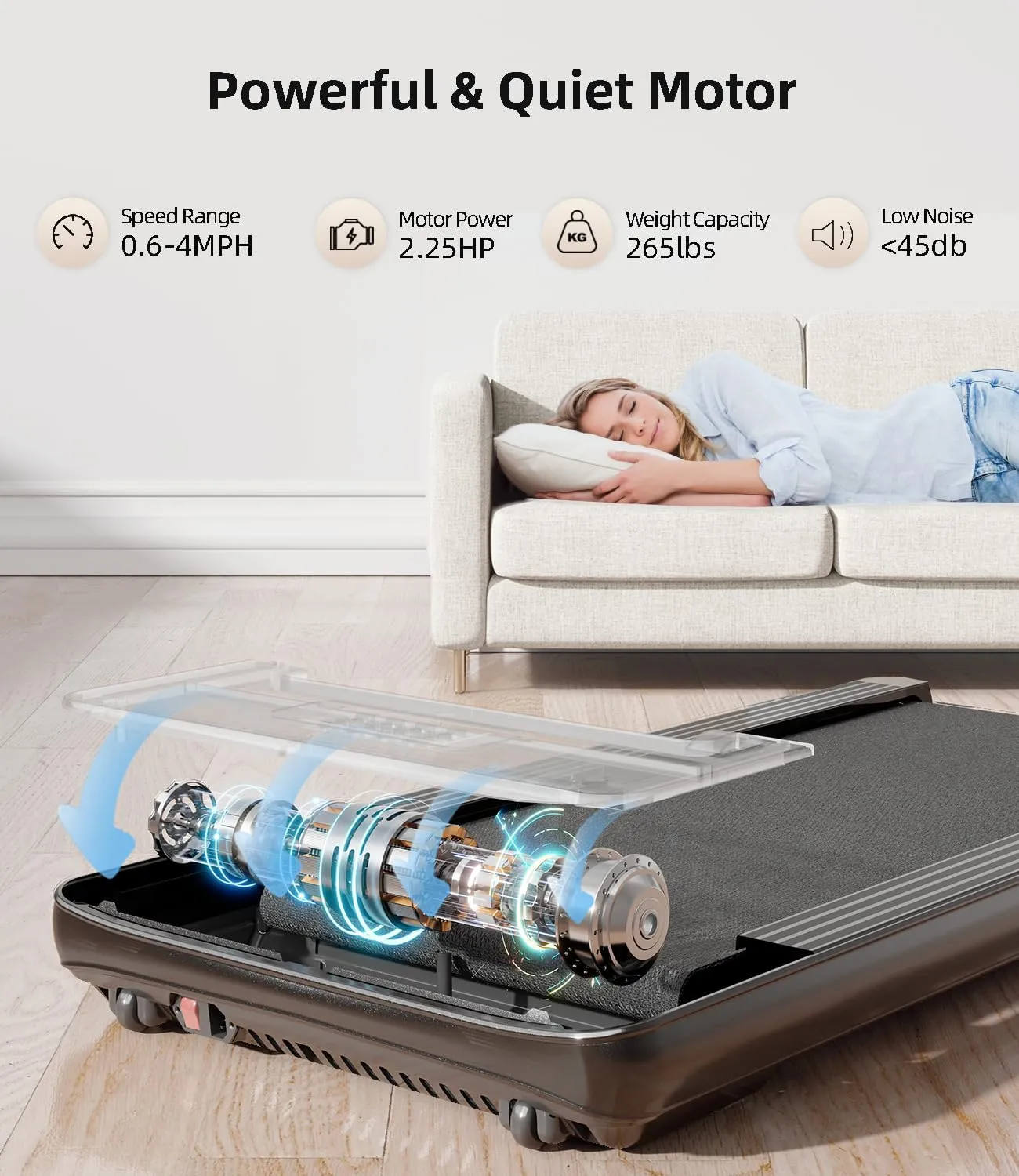 Walking Pad - Under Desk Treadmill for Home/Office, Portable with Remote Control LED Display - Ideal for Fitness Enthusiasts