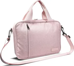 Wanlvhu Bible Cover for Men Women, Zippered Bible Carrying Case Bible Protective Bag with Handle and Adjustable Shoulder Strap, Bible Bag for Adult Kids (Pink)