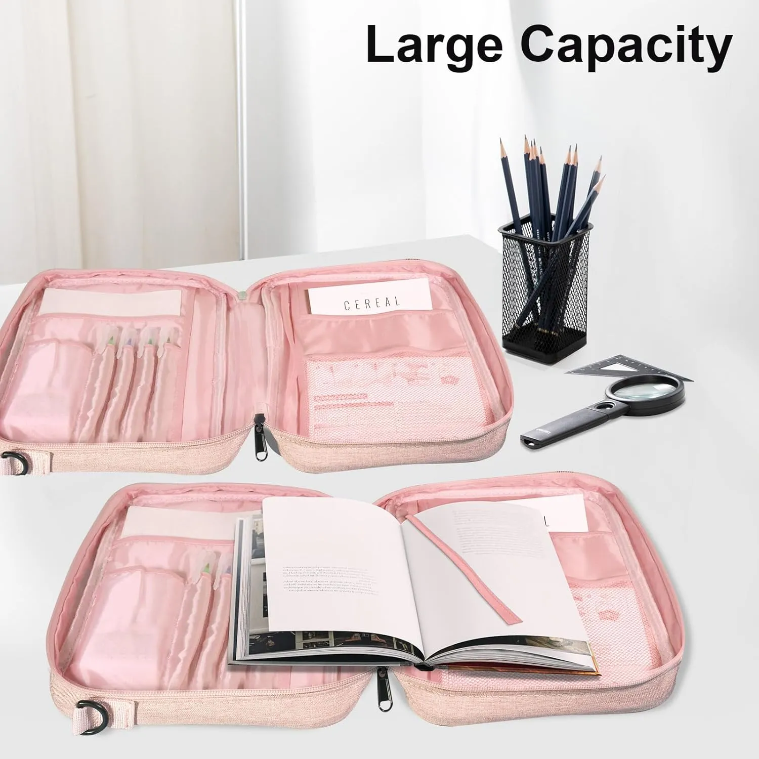 Wanlvhu Bible Cover for Men Women, Zippered Bible Carrying Case Bible Protective Bag with Handle and Adjustable Shoulder Strap, Bible Bag for Adult Kids (Pink)