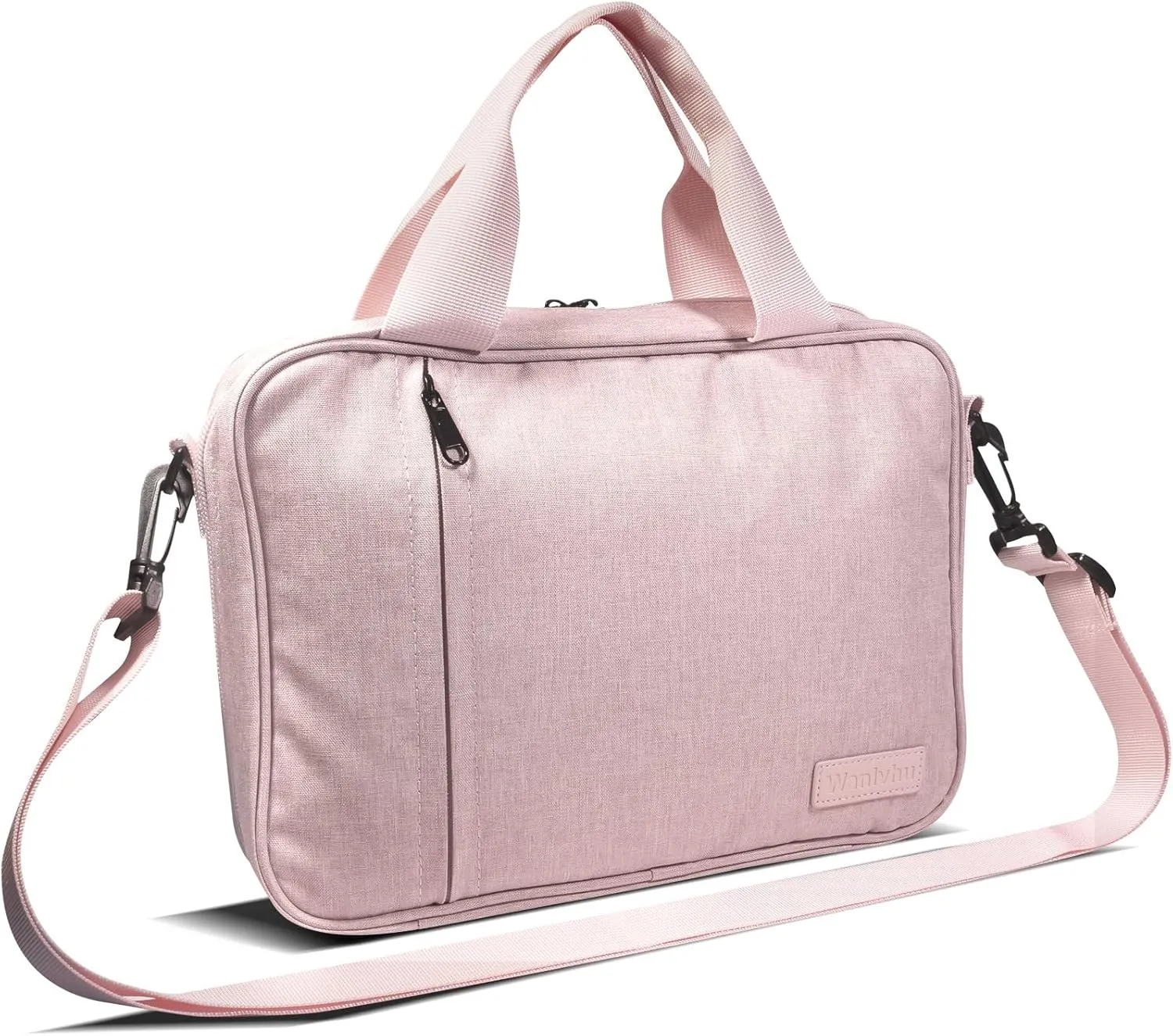 Wanlvhu Bible Cover for Men Women, Zippered Bible Carrying Case Bible Protective Bag with Handle and Adjustable Shoulder Strap, Bible Bag for Adult Kids (Pink)