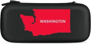 Washington State Map Portable Protective Shell Compatible with Switch Case Wristlet Travel Bag with 15 Game Cartridges