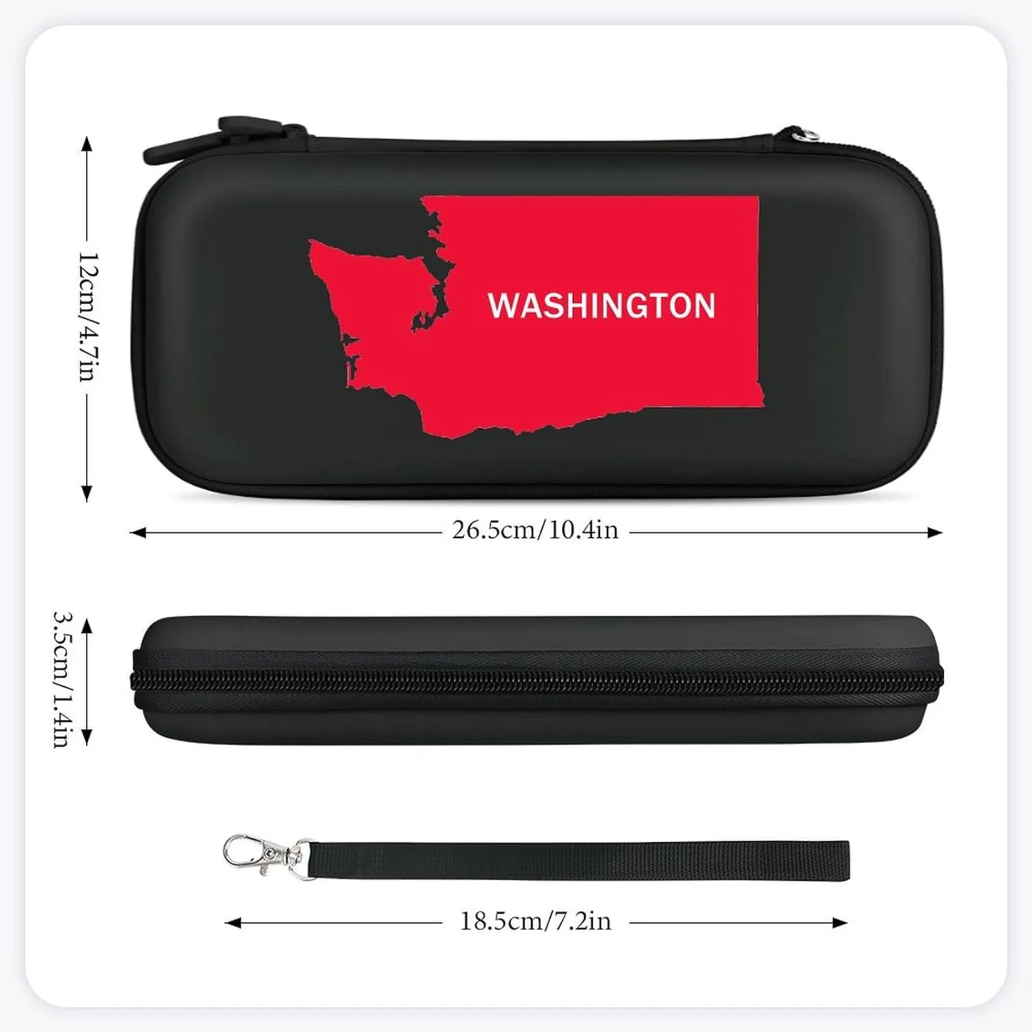 Washington State Map Portable Protective Shell Compatible with Switch Case Wristlet Travel Bag with 15 Game Cartridges