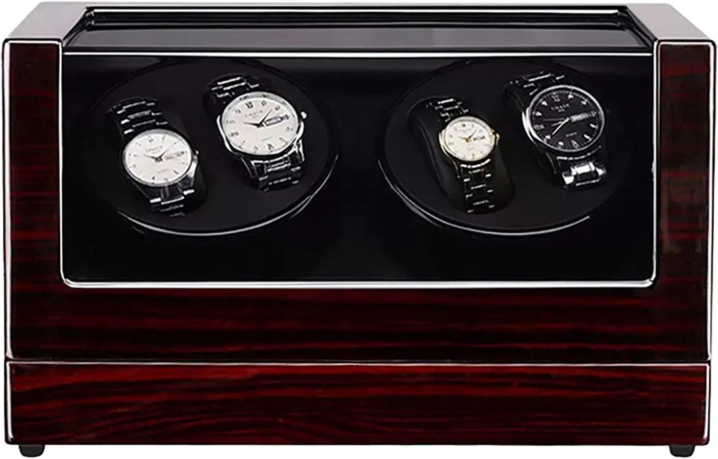 Watch Stand Watch Winders for Automatic Watches - 4 0 Wooden Automatic Watch Winder Storage Box Transparent Cover Wrist Mechanical Watch Winding Box Double Head Motor Shaker Case Organizer Q