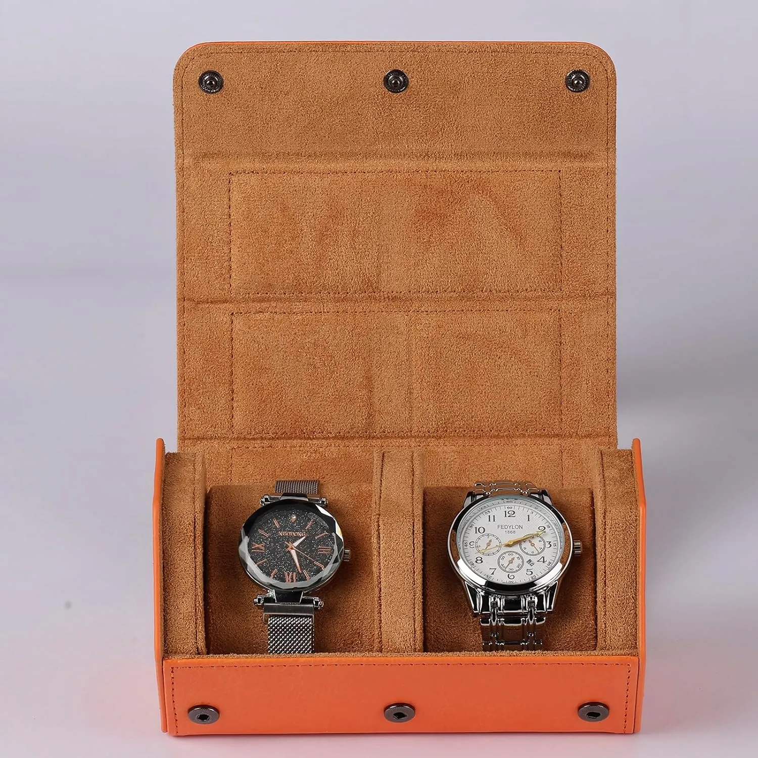 Watch Travel Case Portable Organizer - Luxury Watch Roll Travel Box Recycled Leather Watch Storage and Display for Men and Women